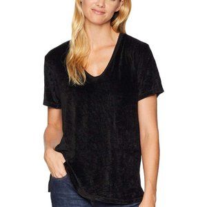 Michael Stars Velvet V-Neck Tee | Black | Size Medium